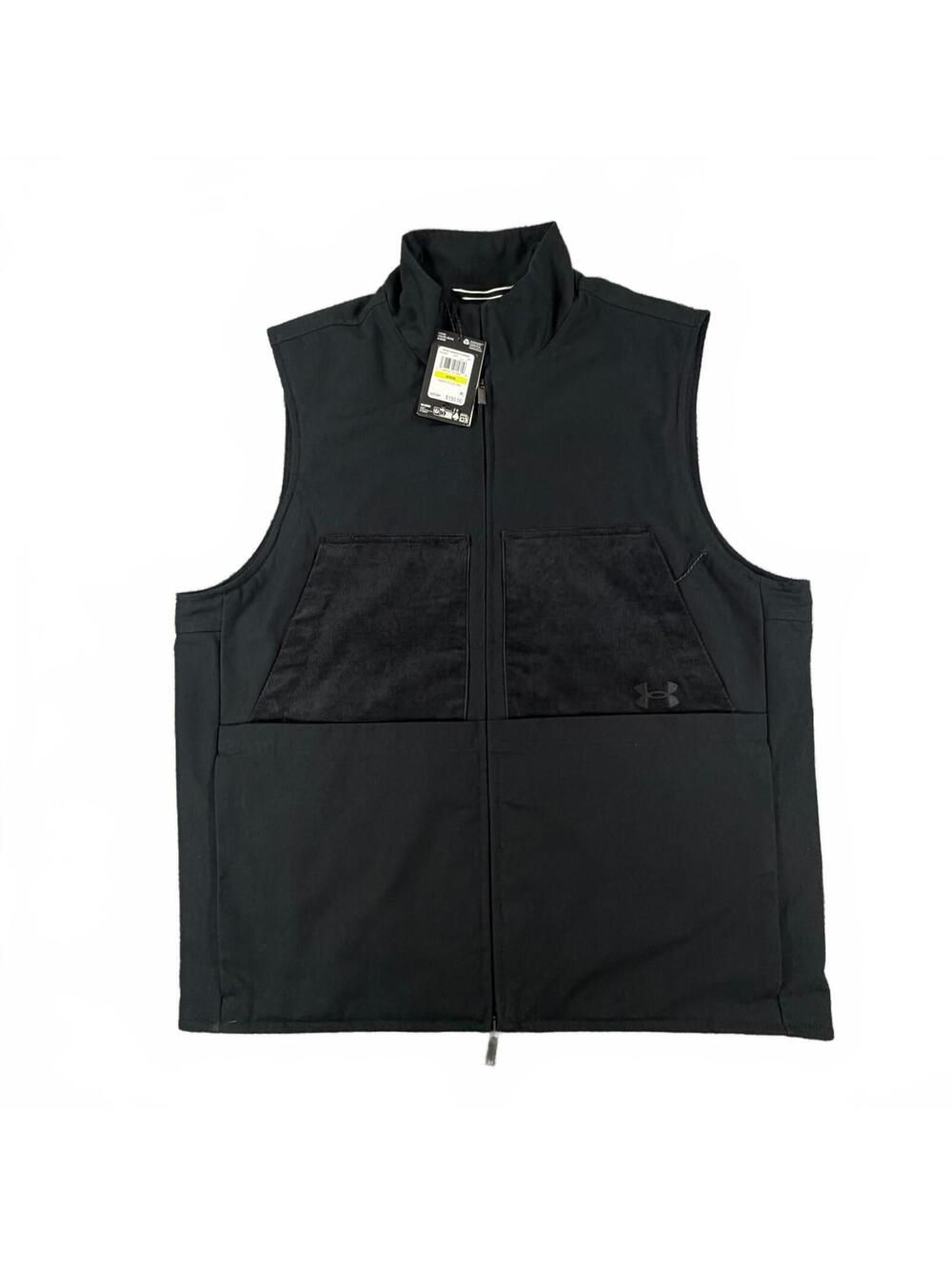 Under Armour Men's Medium Black Full Zip Utility Vest Loose Fit Lightweight NWT